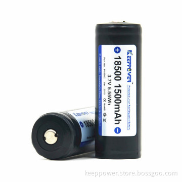 P1850C KeepPower protected li-ion 18500 rechargeable battery 3.7v 1500mAh